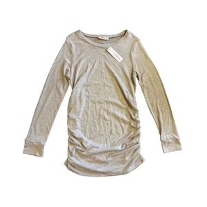 NWT Hello Miz Womens Maternity Gray Ruched Long Sleeve Stretch Soft Tunic XL